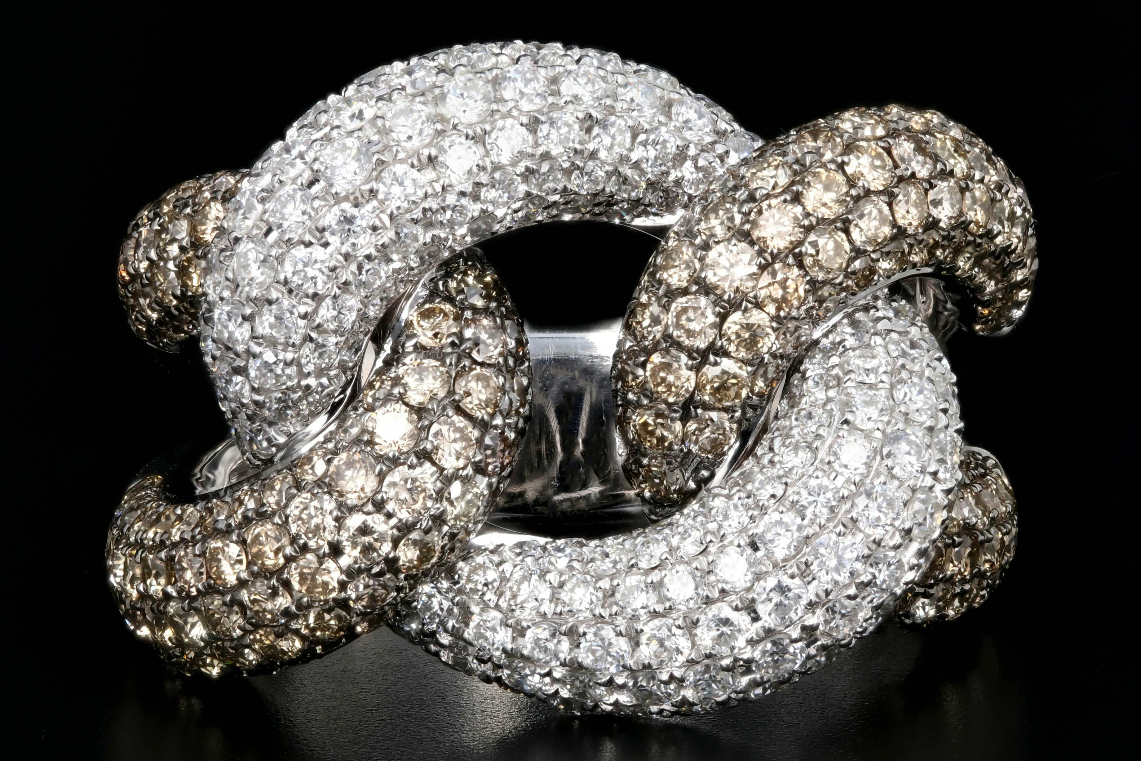 Modern 18K 3.02 Carat White and Champagne Diamond Ring