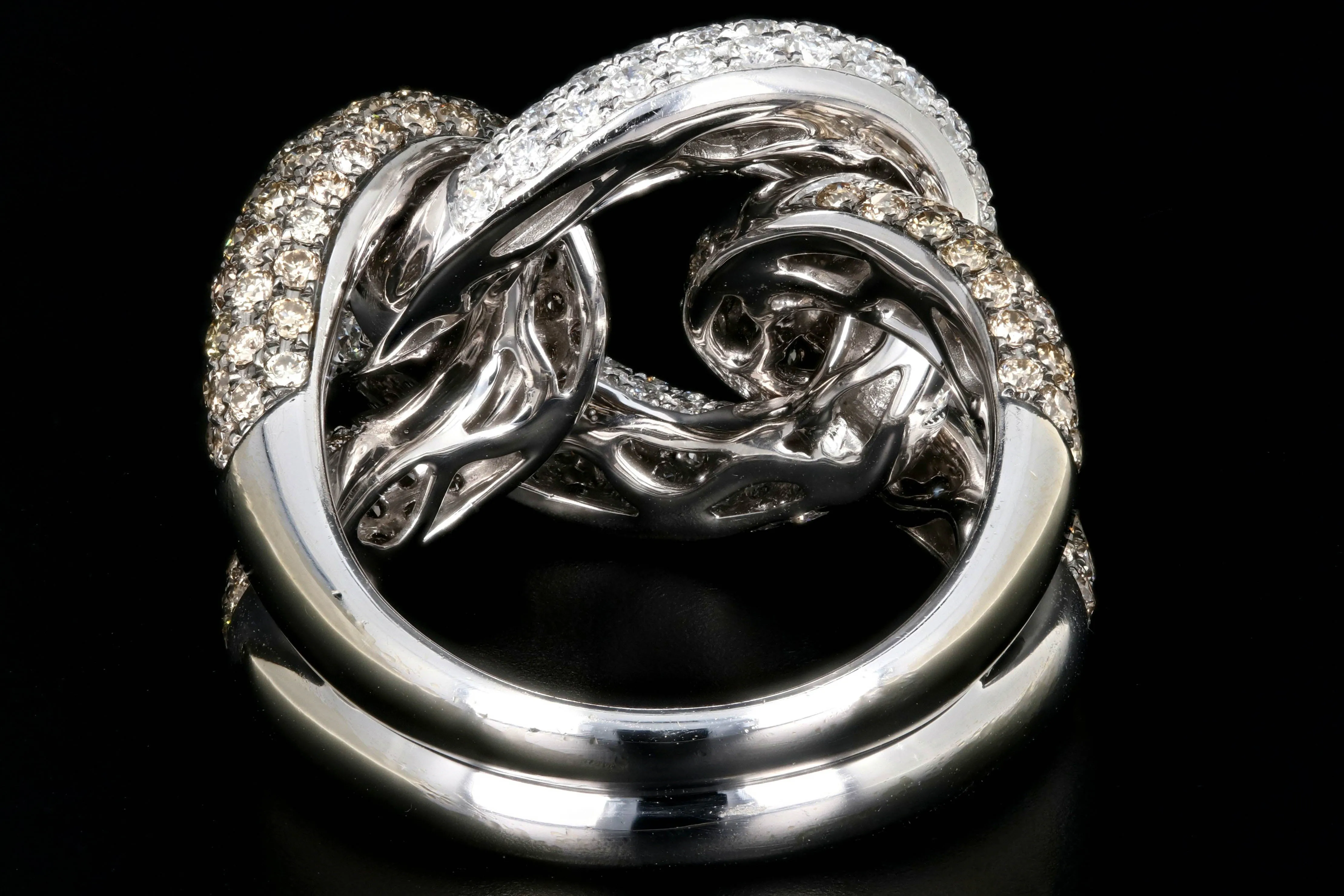 Modern 18K 3.02 Carat White and Champagne Diamond Ring