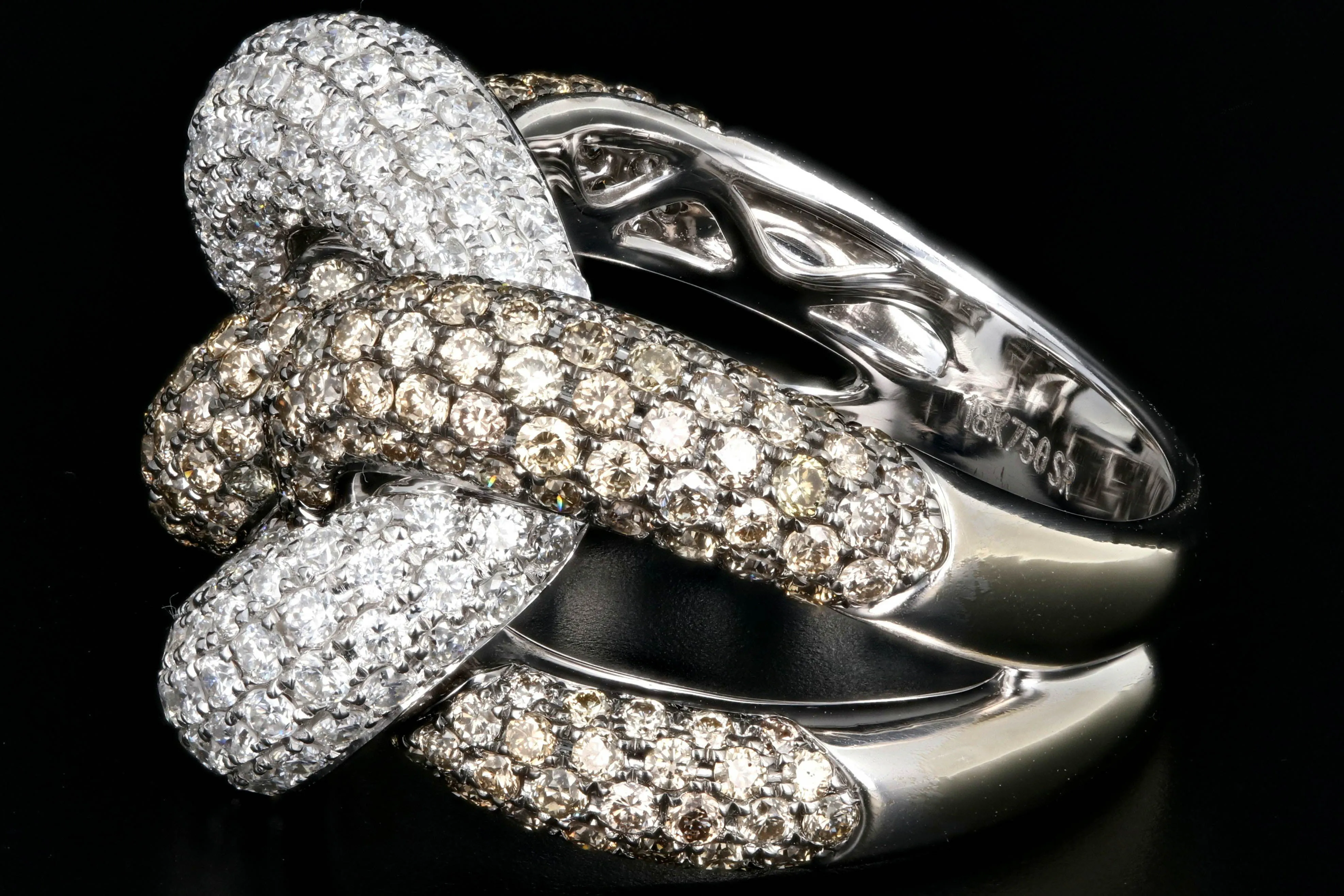 Modern 18K 3.02 Carat White and Champagne Diamond Ring