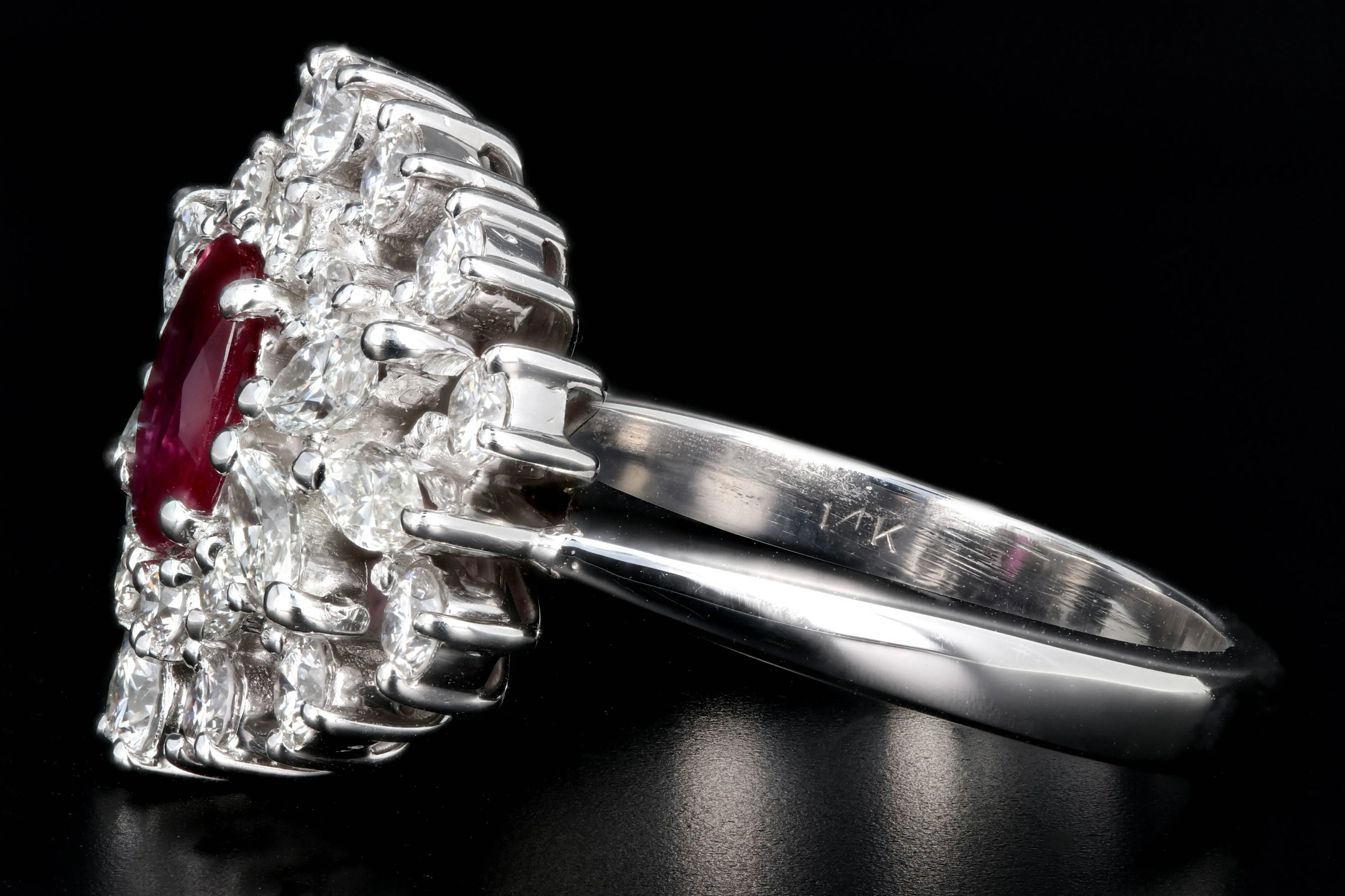 Modern 18K White Gold 1.1 Carat Burma Ruby and Diamond Ring Stone Group Laboratories Certified