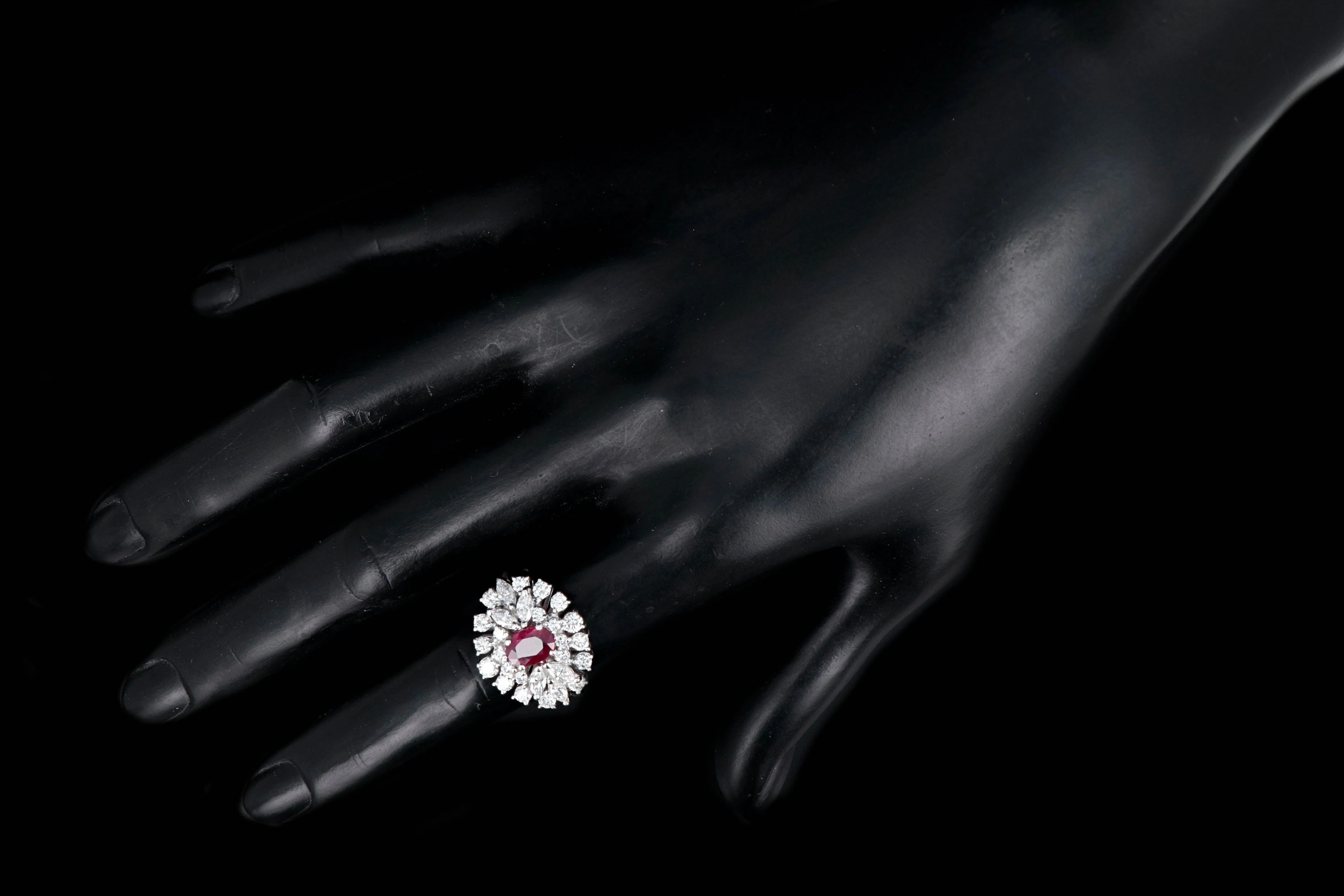 Modern 18K White Gold 1.1 Carat Burma Ruby and Diamond Ring Stone Group Laboratories Certified