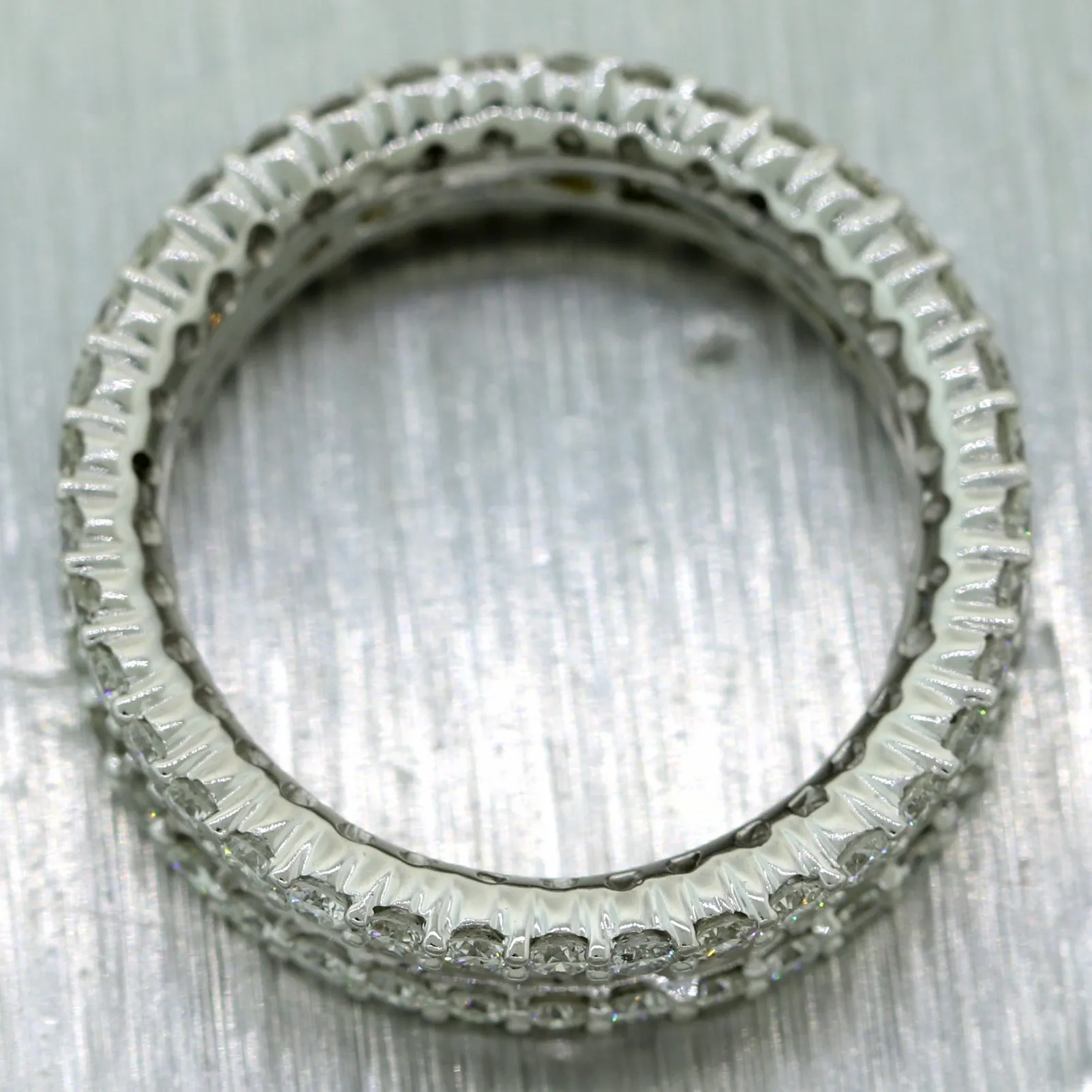 Modern 18k White Gold 2.25ctw Baguette & Round Cut Diamond Band Ring