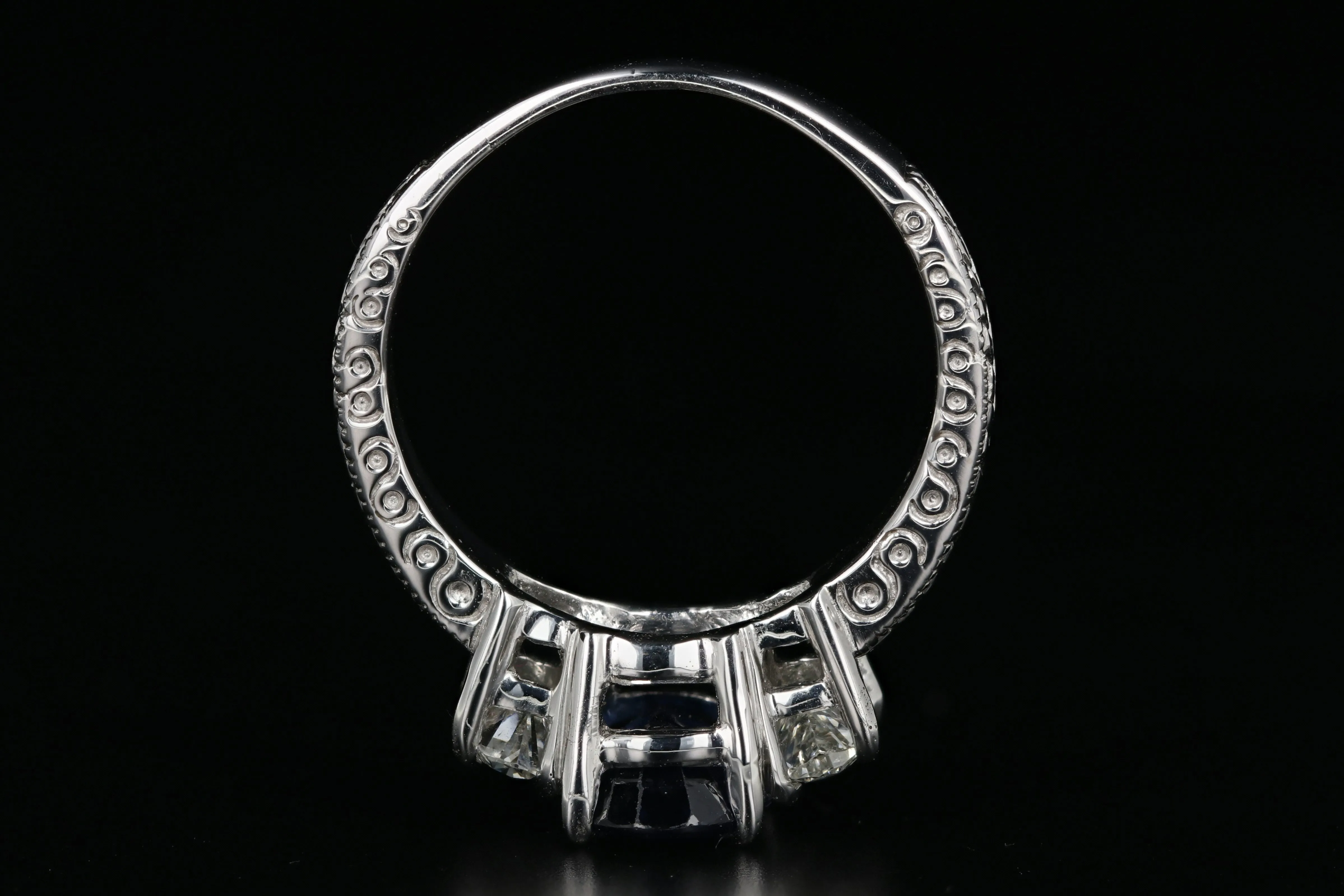 Modern 18K White Gold 2.2CT Natural Blue Sapphire and Diamond Ring