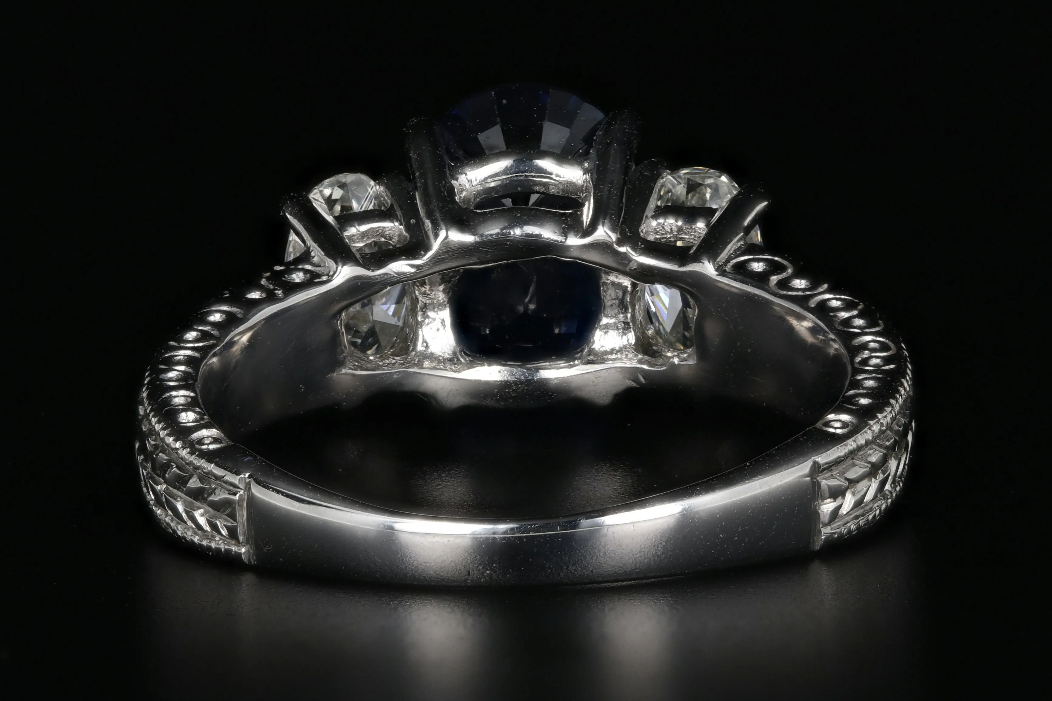 Modern 18K White Gold 2.2CT Natural Blue Sapphire and Diamond Ring