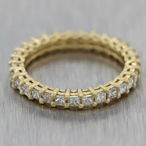 Modern 18k Yellow Gold 1.20ctw Princess Cut Diamond Eternity Band Ring