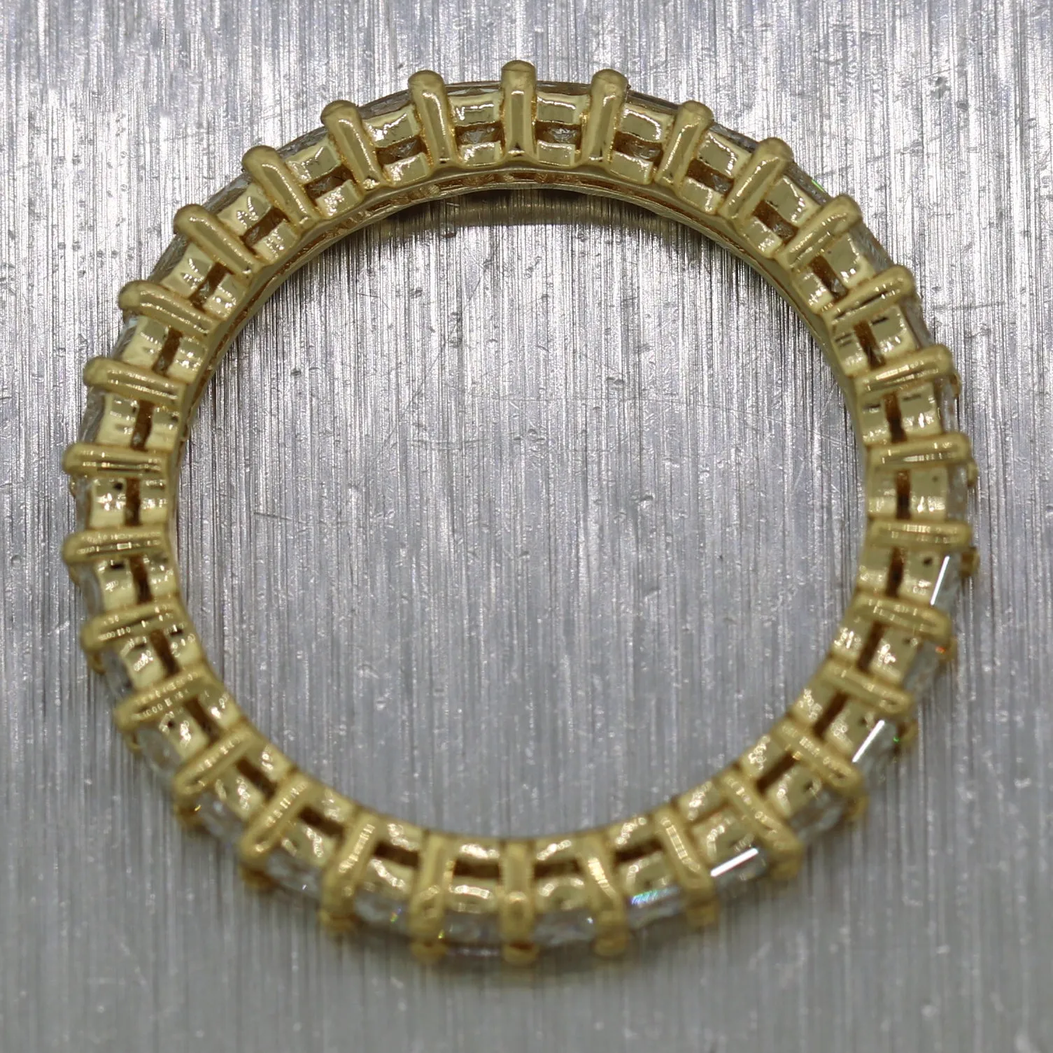 Modern 18k Yellow Gold 1.20ctw Princess Cut Diamond Eternity Band Ring