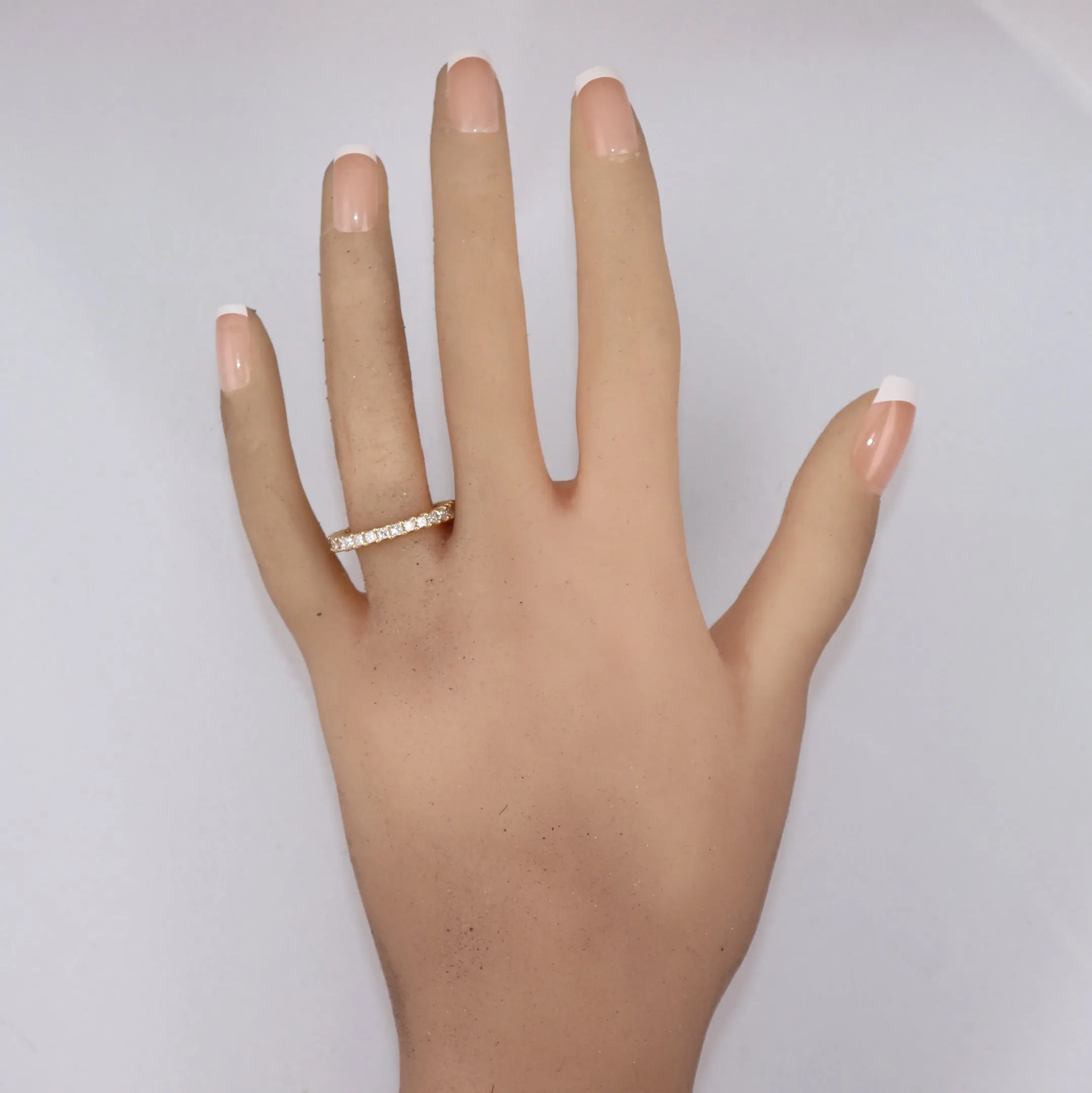 Modern 18k Yellow Gold 1.20ctw Princess Cut Diamond Eternity Band Ring