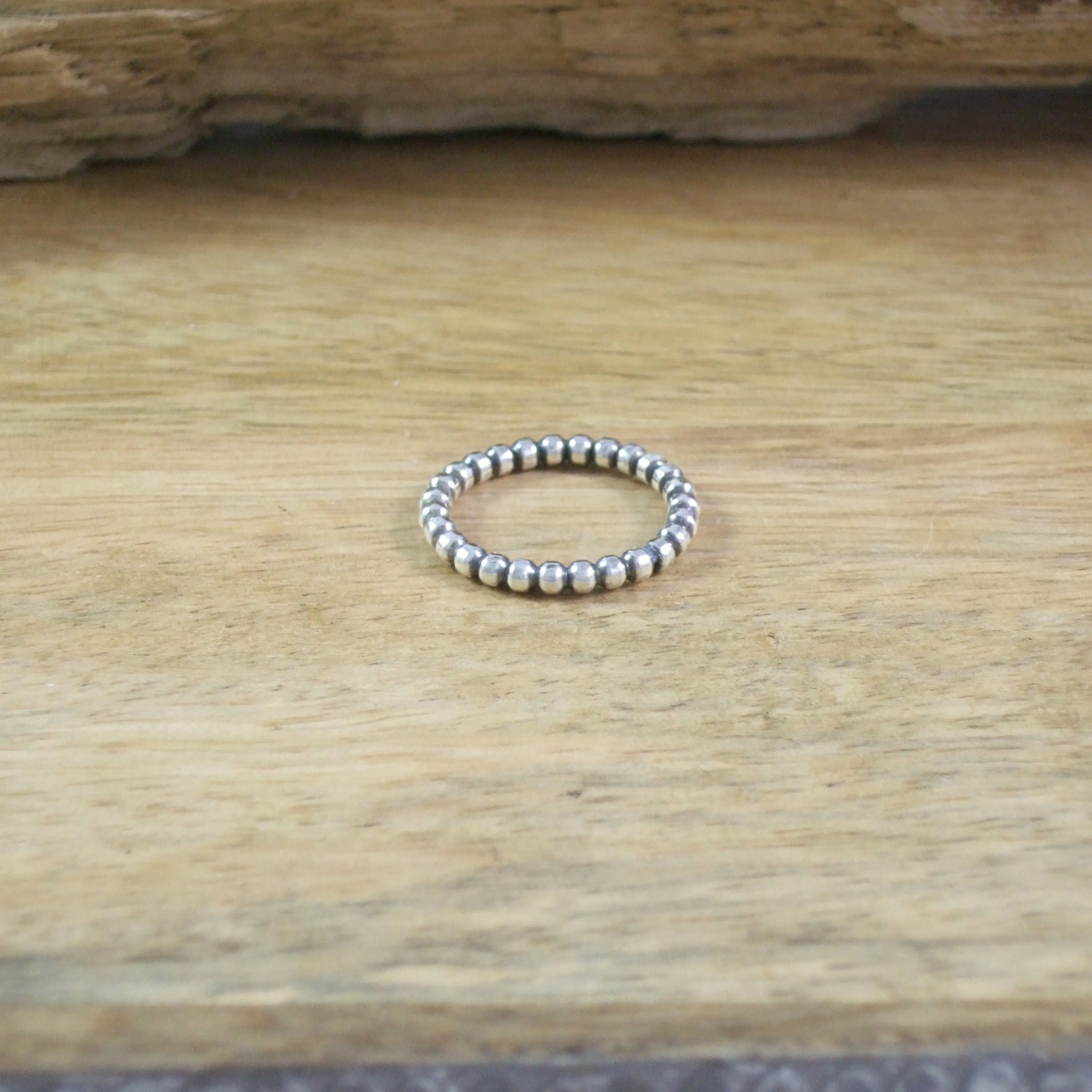 Modern Beaded Stacking Ring In Recycled Sterling Silver
