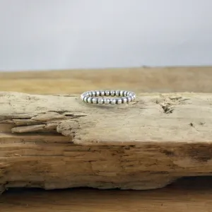 Modern Beaded Stacking Ring In Recycled Sterling Silver
