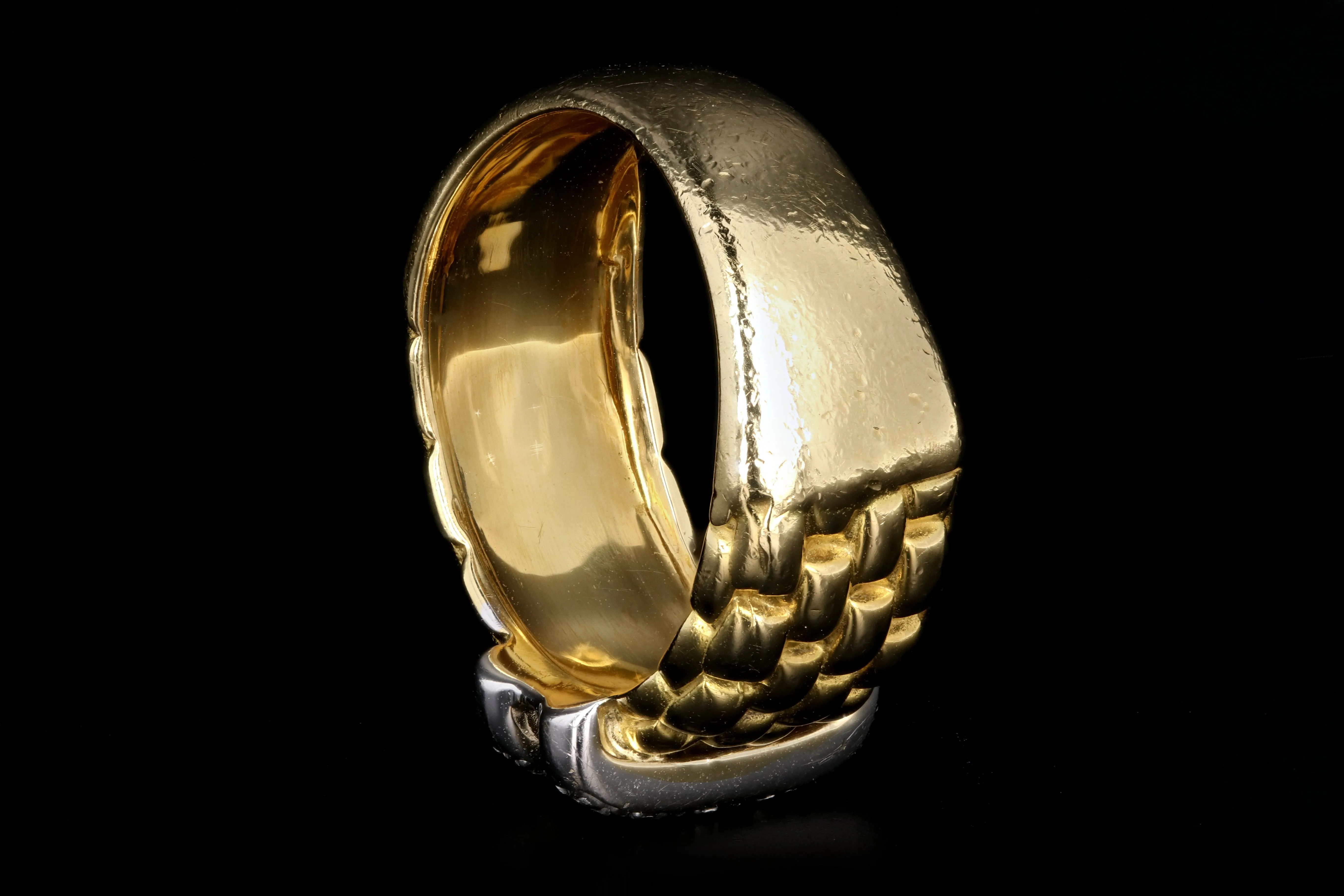 Modern Fope 18K White & Yellow Gold .09 Carat Diamond Ring
