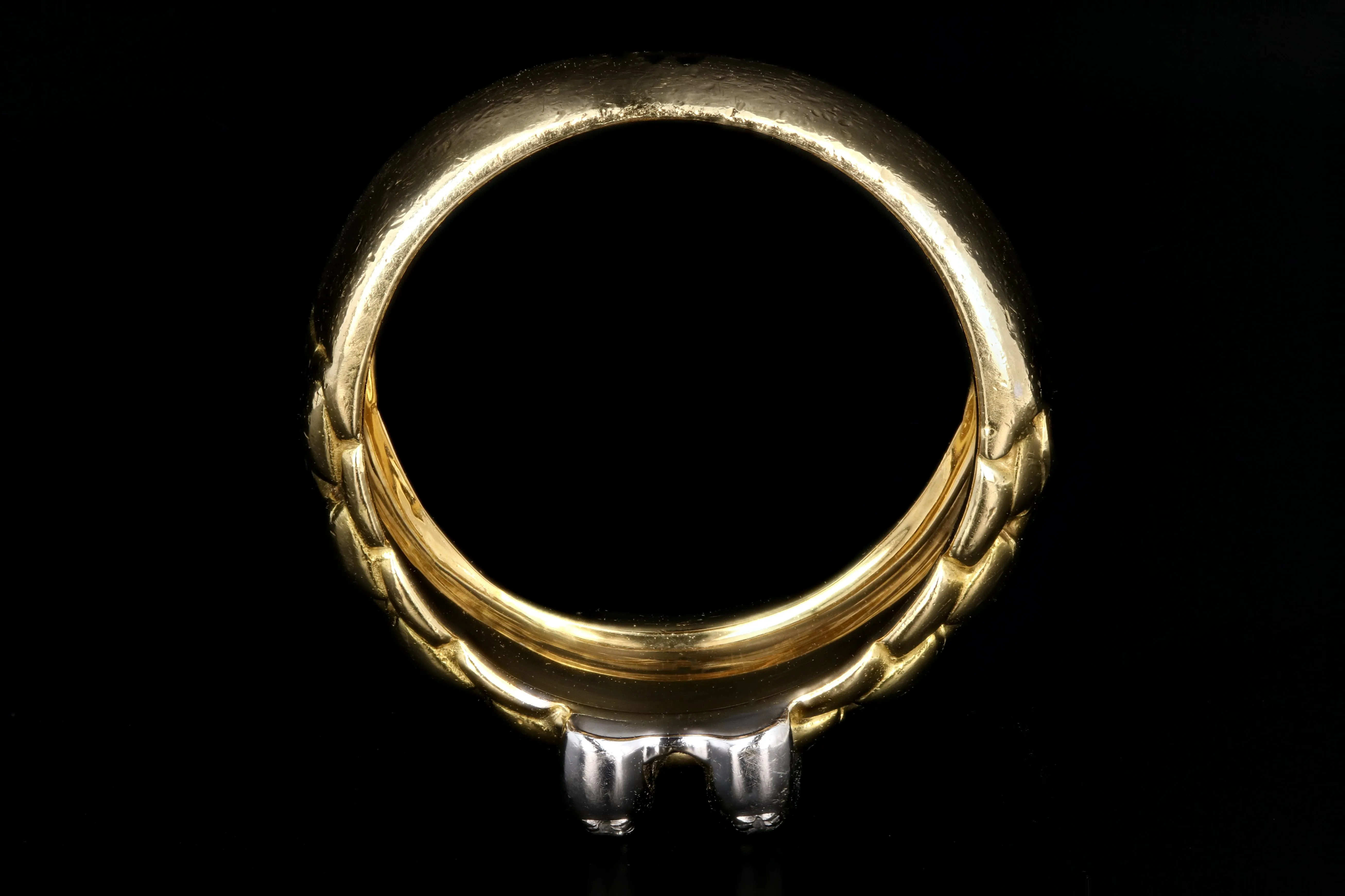 Modern Fope 18K White & Yellow Gold .09 Carat Diamond Ring