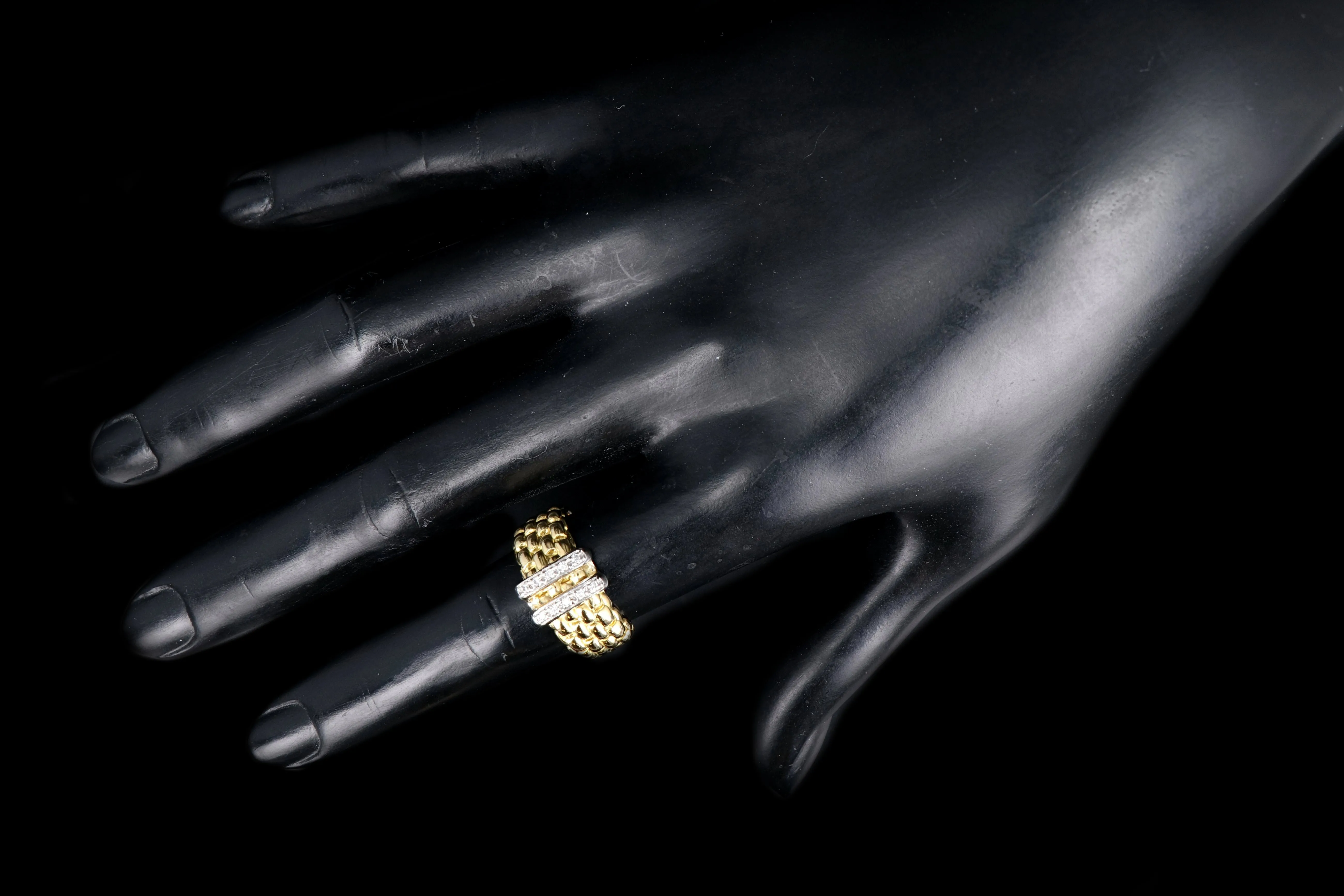 Modern Fope 18K White & Yellow Gold .09 Carat Diamond Ring