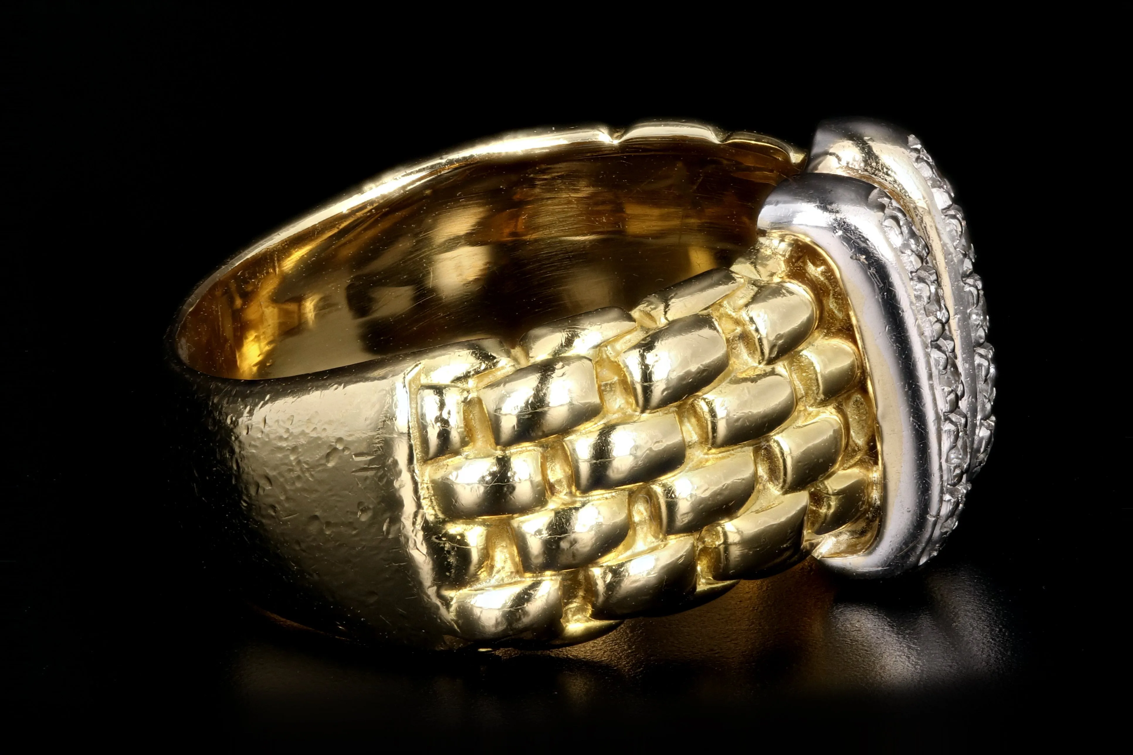 Modern Fope 18K White & Yellow Gold .09 Carat Diamond Ring