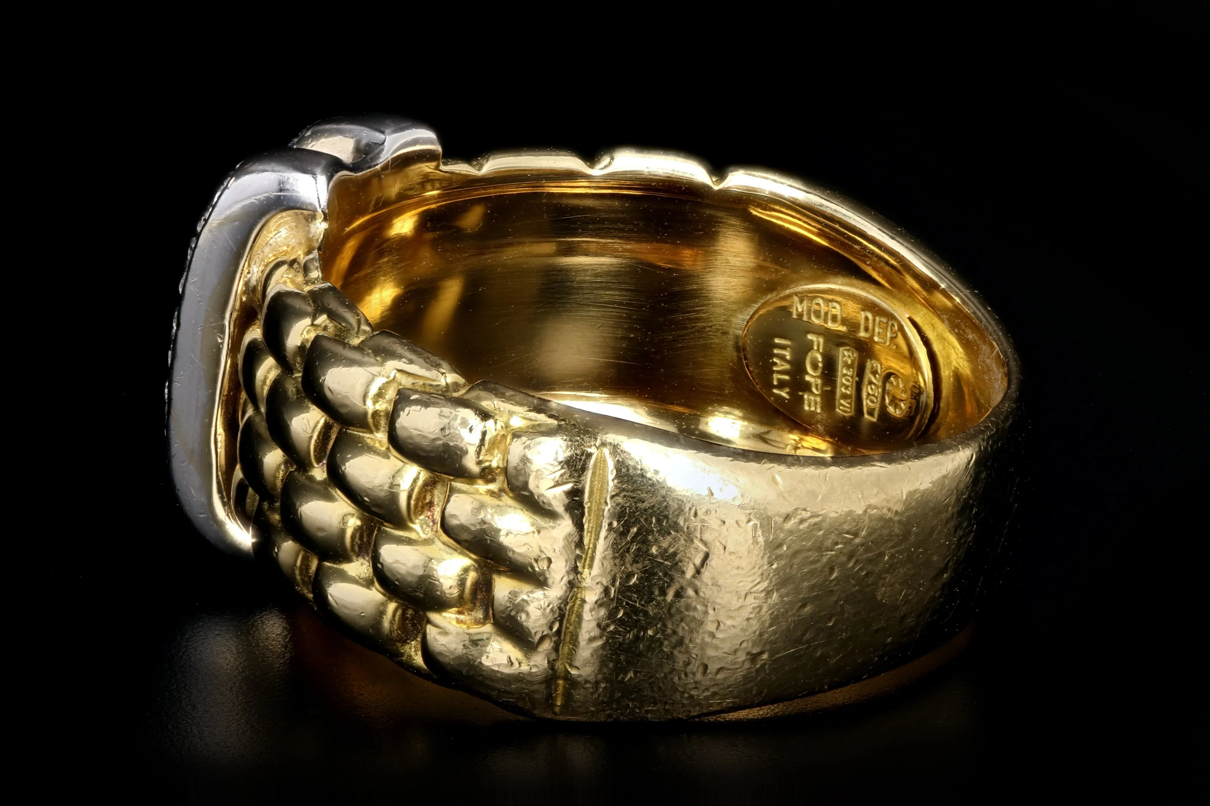 Modern Fope 18K White & Yellow Gold .09 Carat Diamond Ring