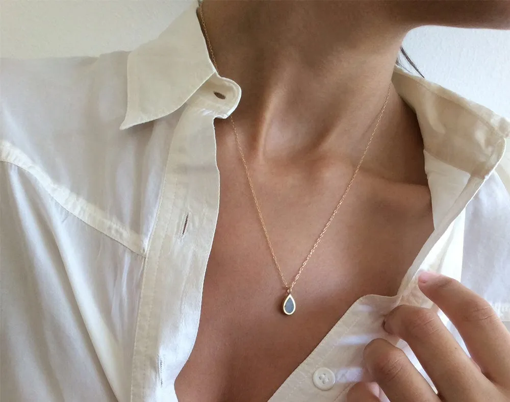 Modern Gold & Concrete Teardrop Necklace