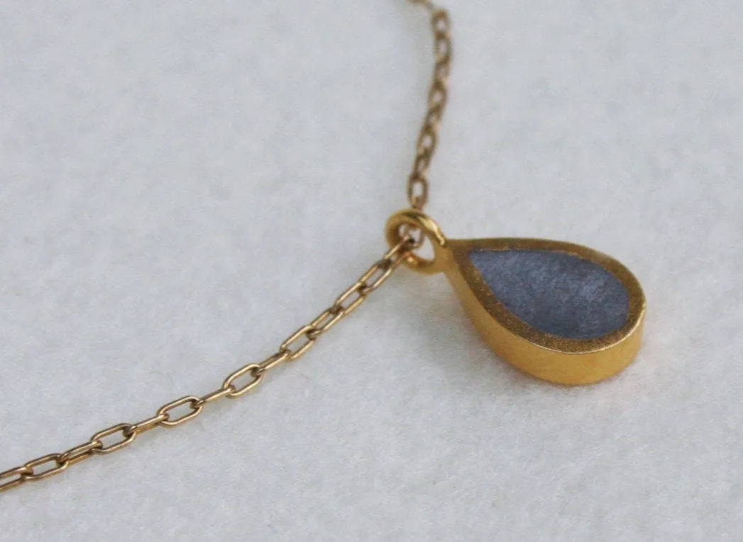 Modern Gold & Concrete Teardrop Necklace