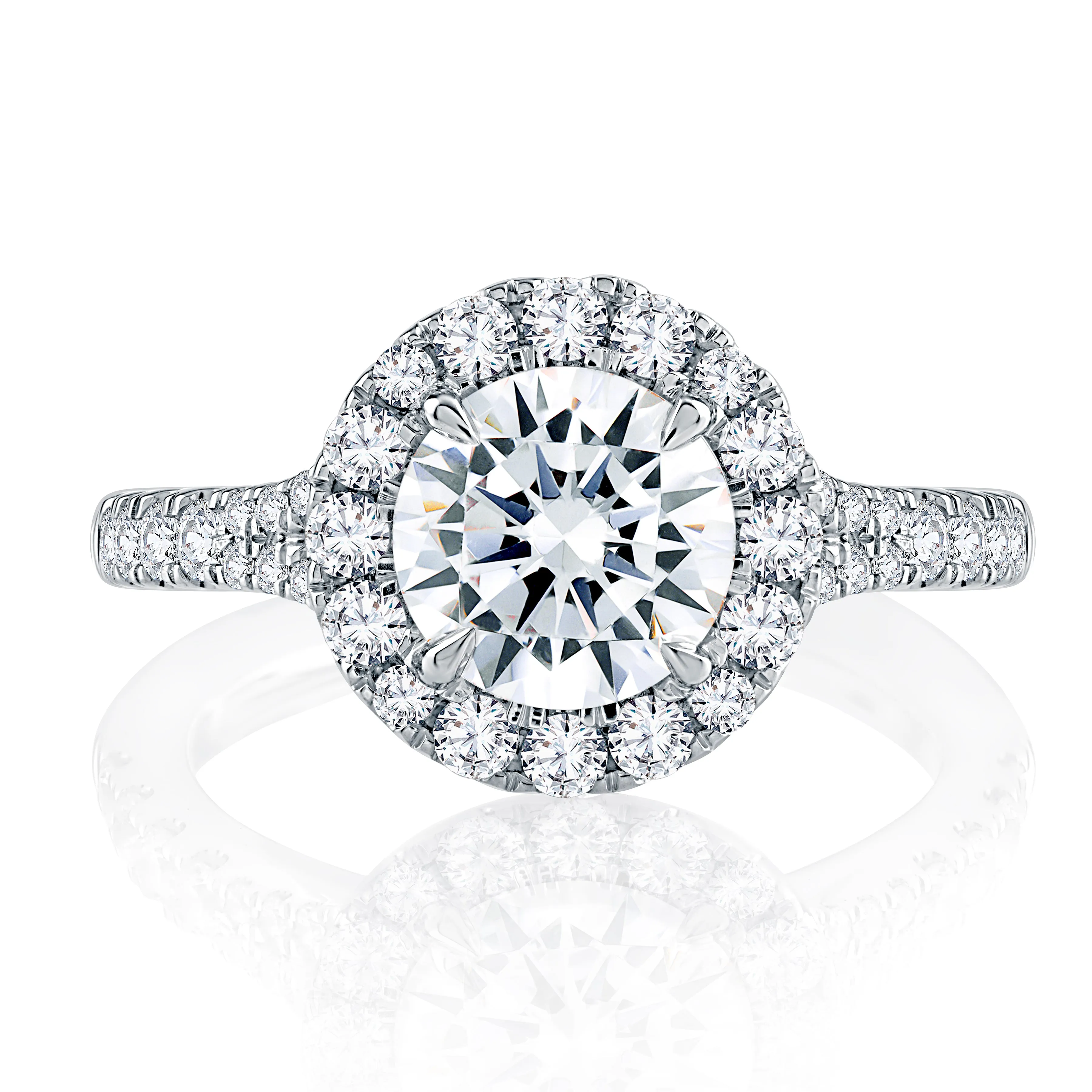 Modern Halo Round Cut Diamond Engagement Ring