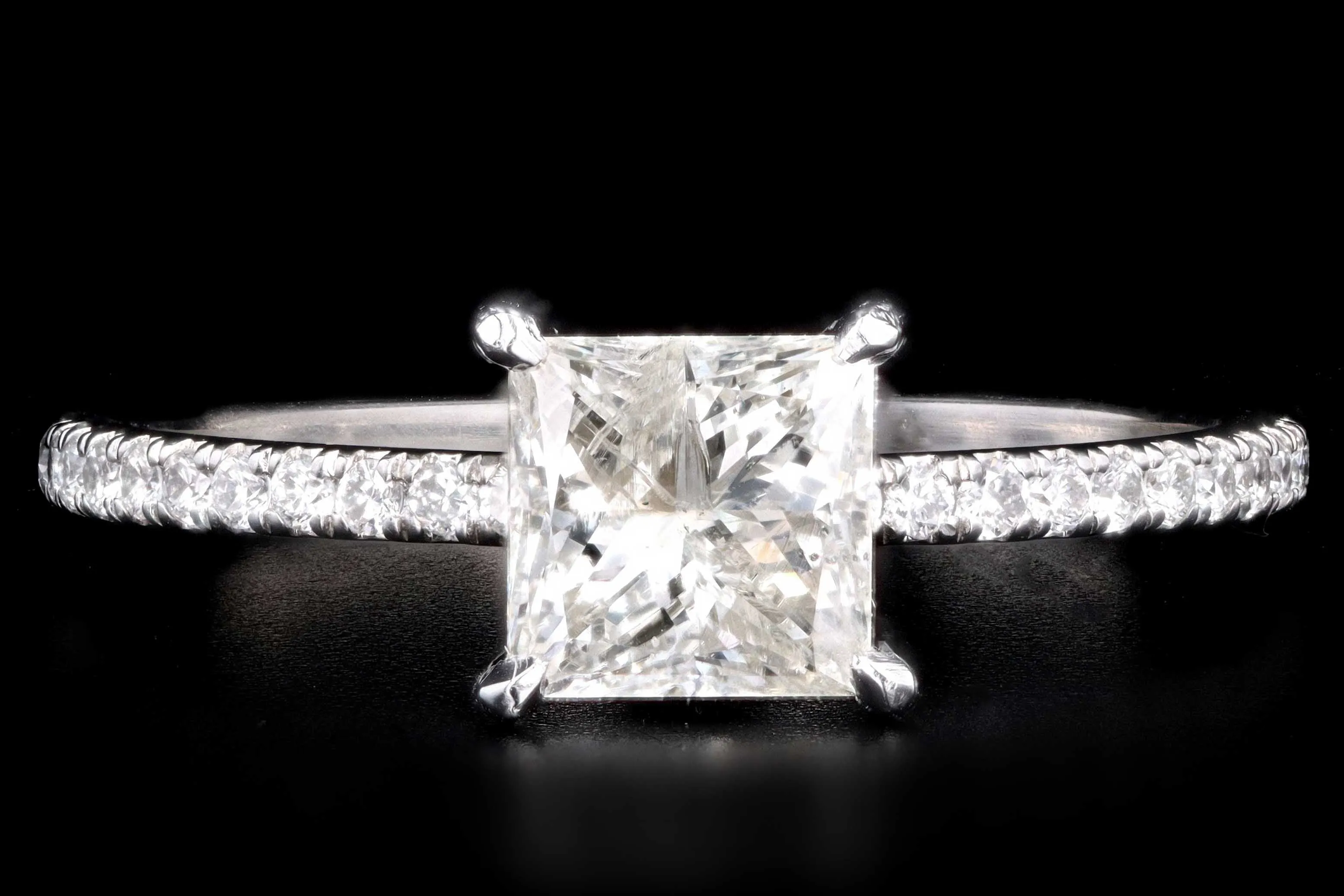 Modern Platinum 1 Carat Princess Cut Diamond Engagement Ring