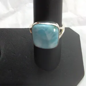 Modern Square Larimar Ring (Size 9)