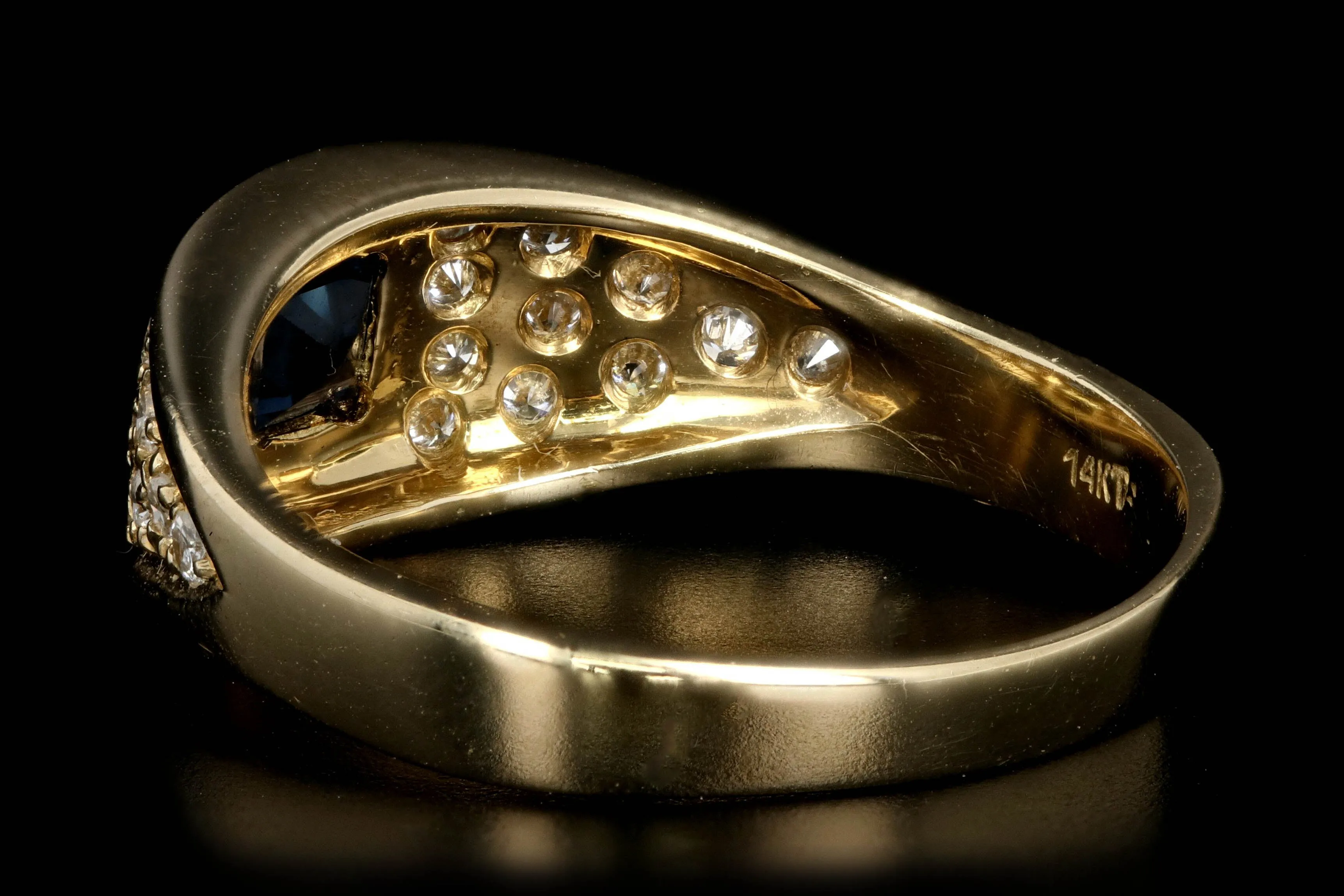 Modern Yellow Gold Sapphire and Diamond Ring
