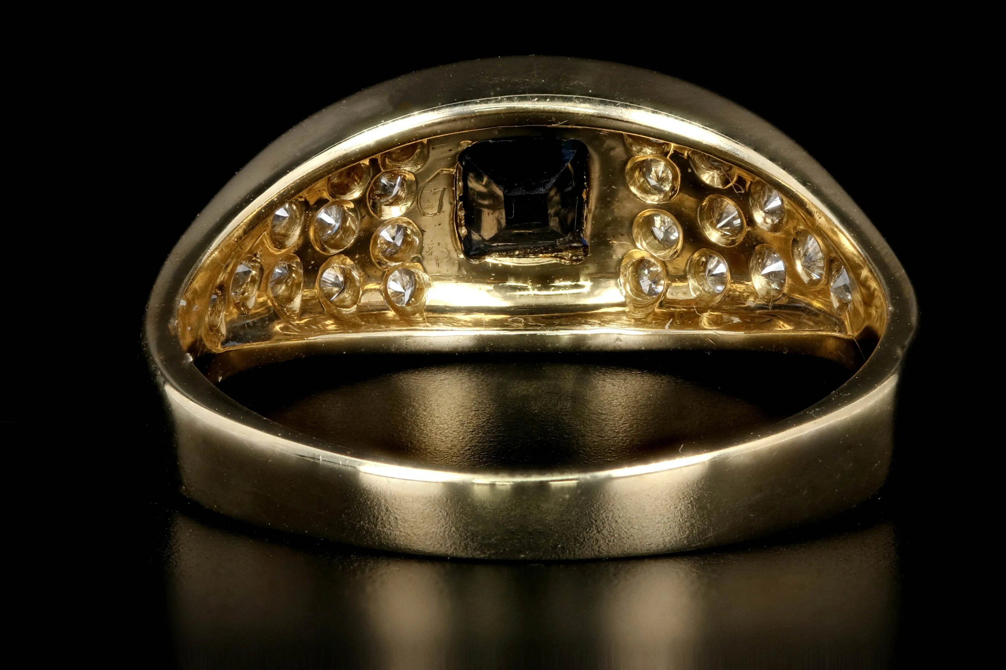 Modern Yellow Gold Sapphire and Diamond Ring
