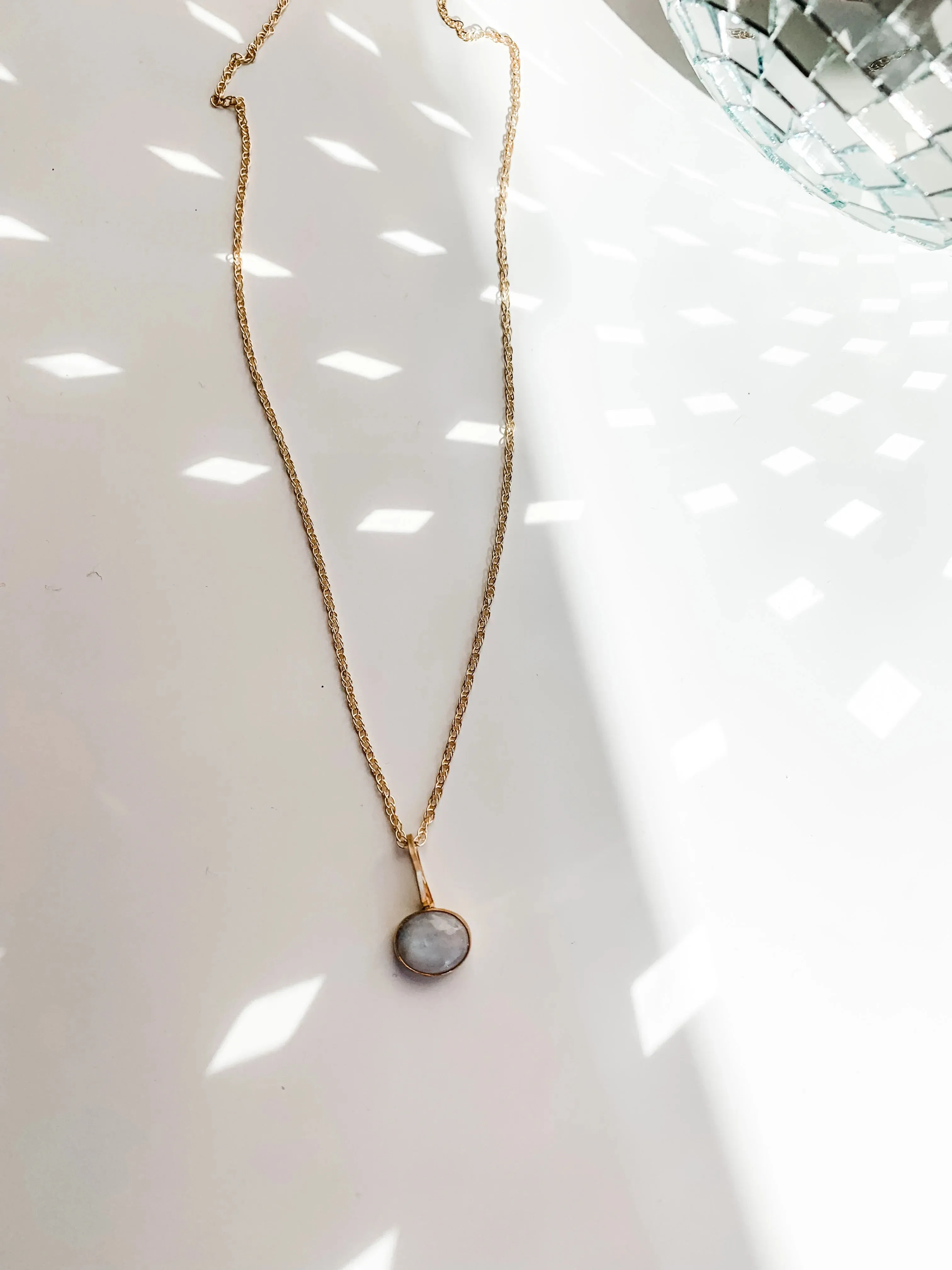 Moonstone Pendant Dainty Twist Necklace