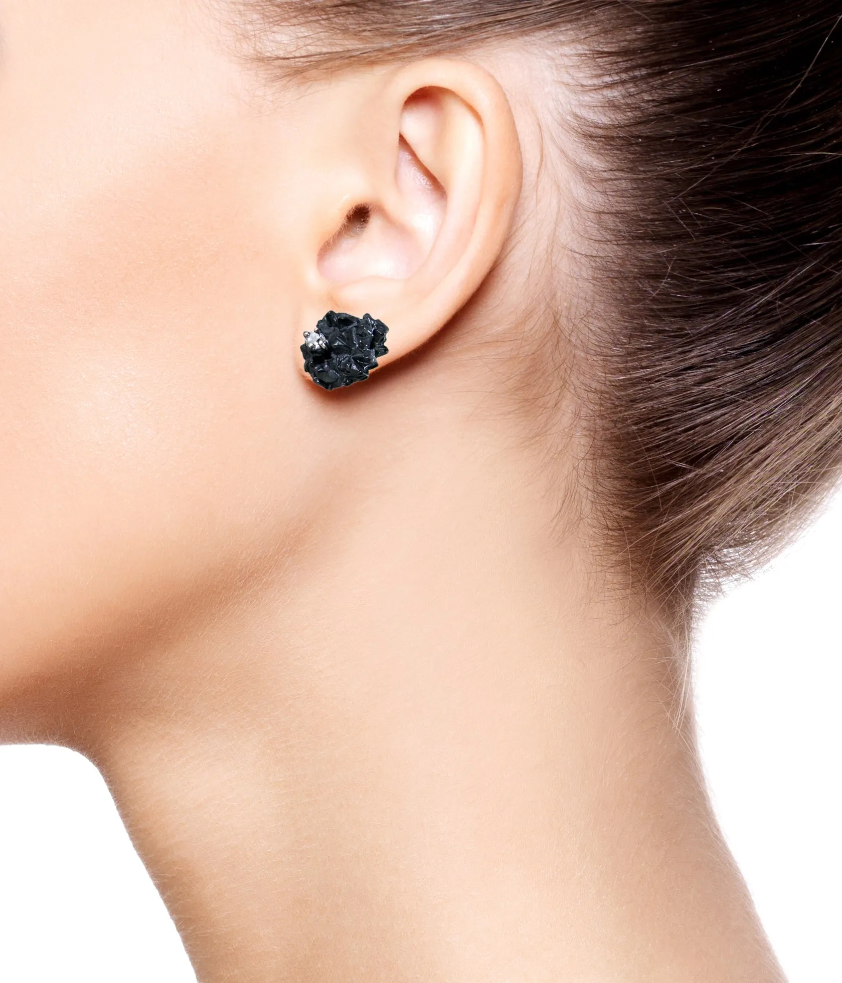 Mordor earrings Black with White Topaz