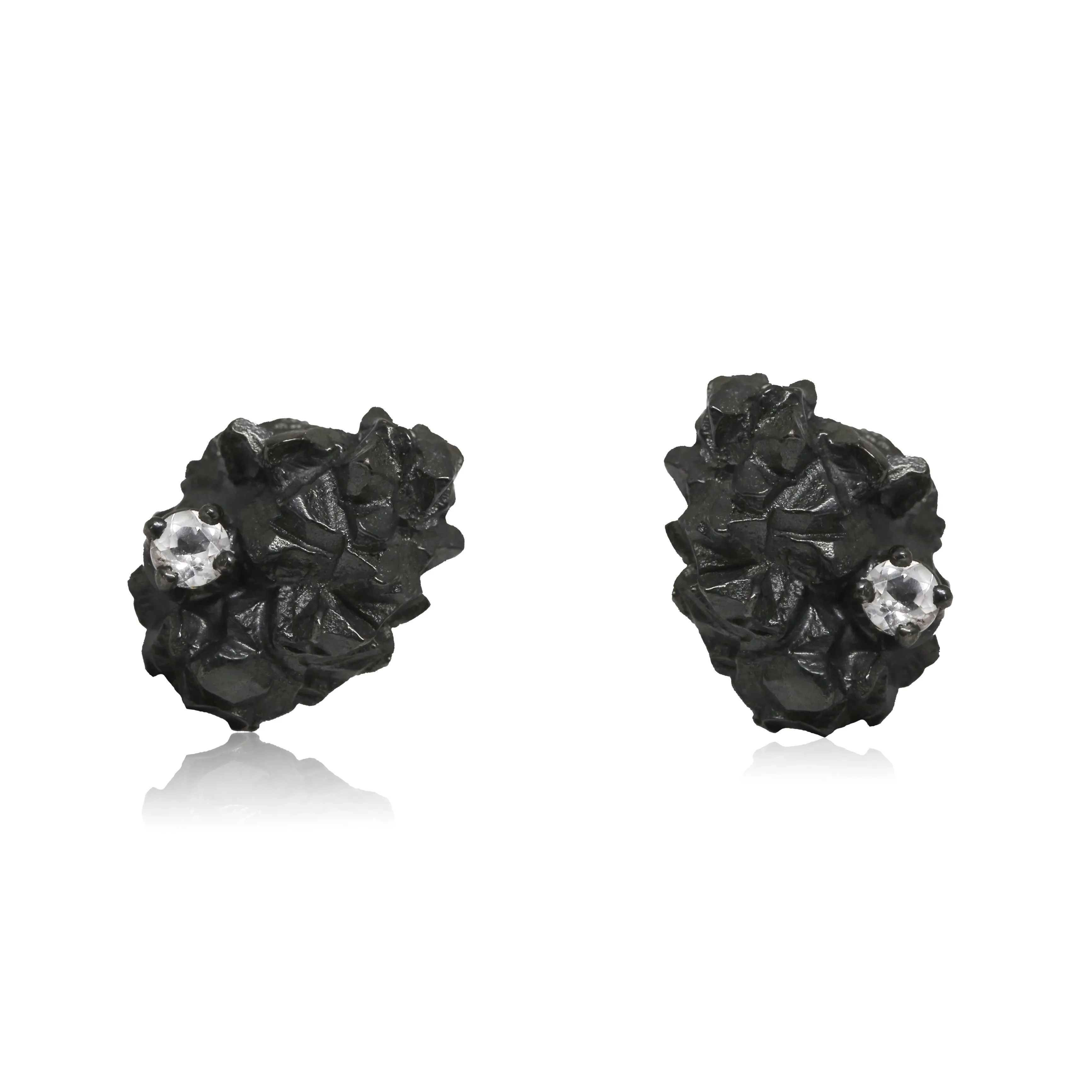 Mordor earrings Black with White Topaz