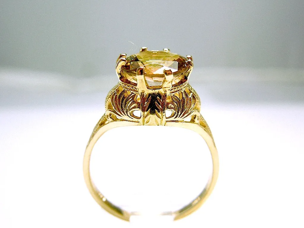 Most Unusually Colored Tourmaline in Lovely Filigree Art Deco Style 14K Gold Mounting