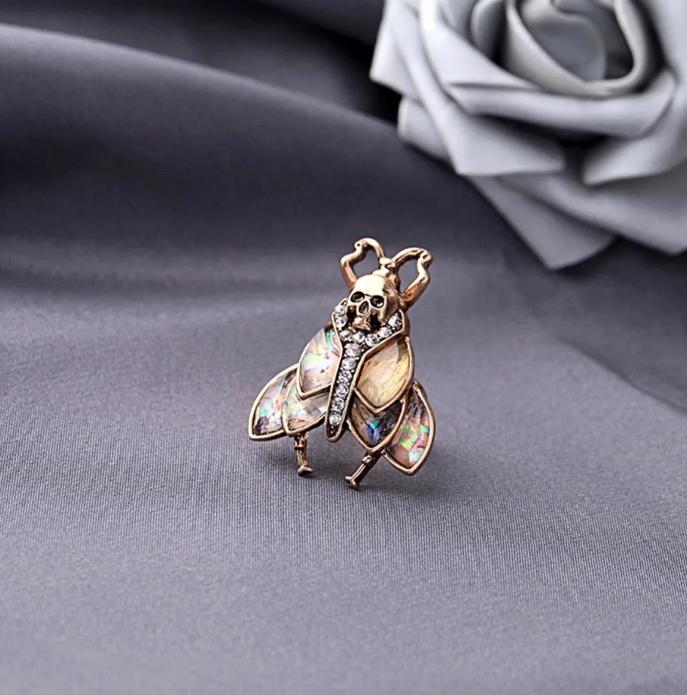 Moth, skull & bow Ring