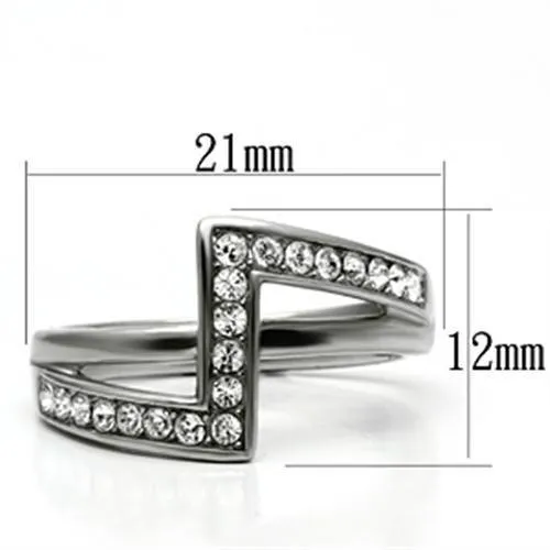 MT426 - High polished (no plating) Stainless Steel Ring with Top Grade Crystal in Clear Newest Modern Design