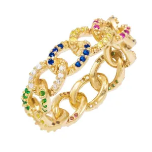 Multi-Colored Cuban Chain Ring