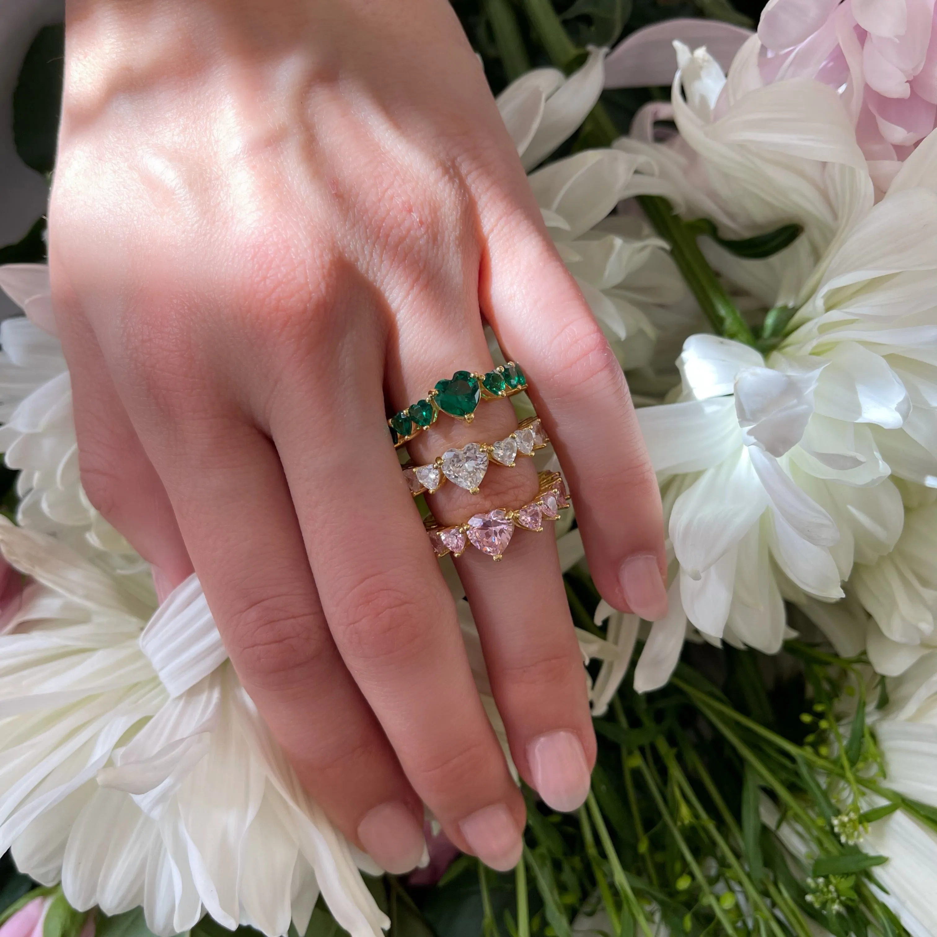 Multi CZ Heart Ring