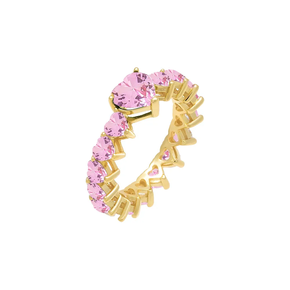 Multi CZ Heart Ring