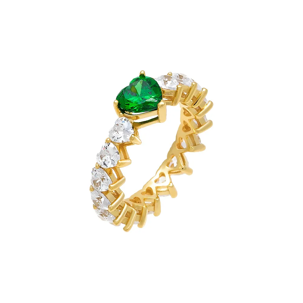 Multi CZ Heart Ring