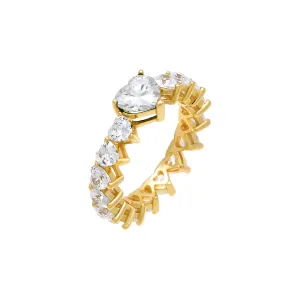 Multi CZ Heart Ring