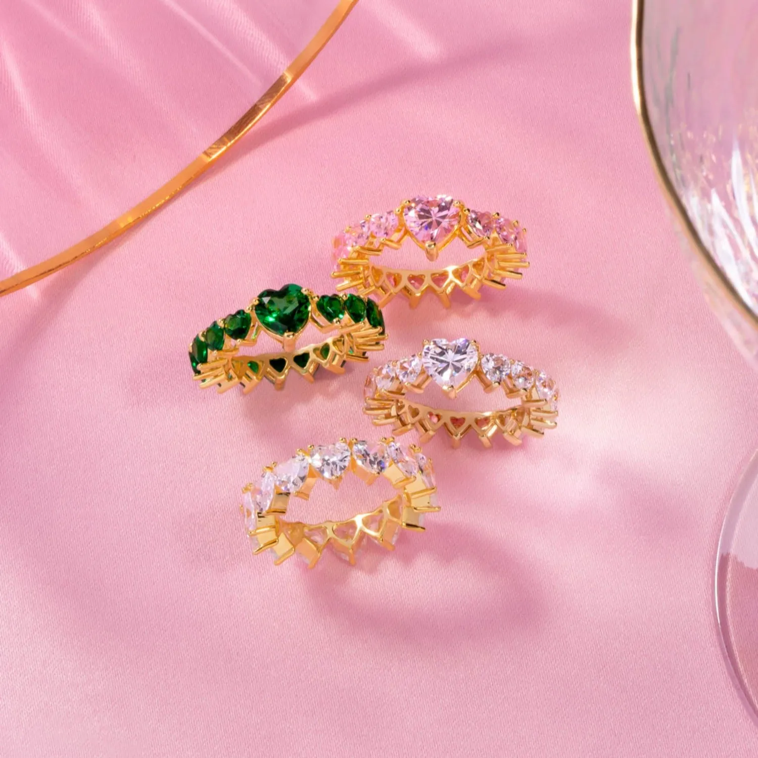 Multi CZ Heart Ring