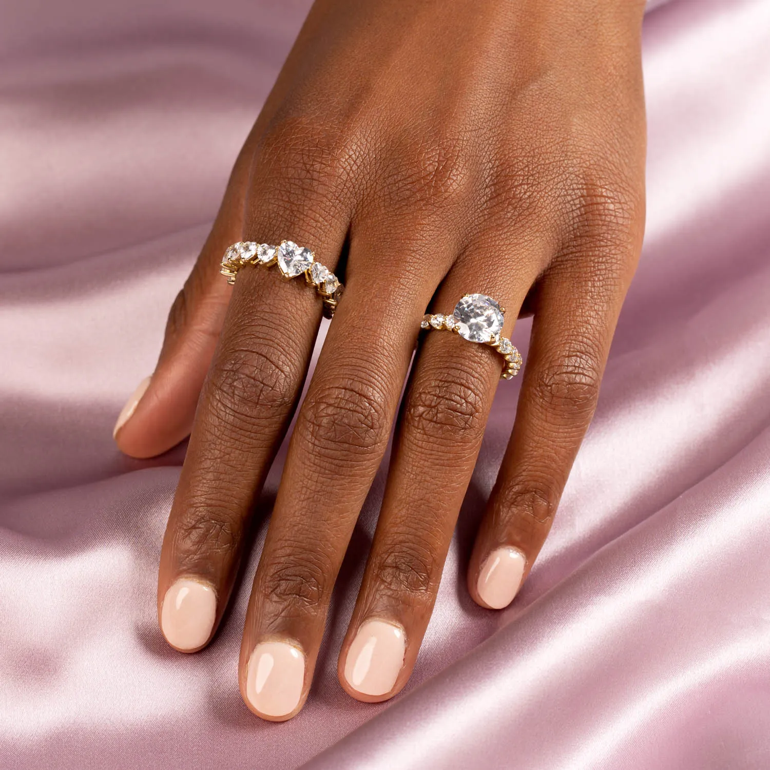 Multi CZ Heart Ring