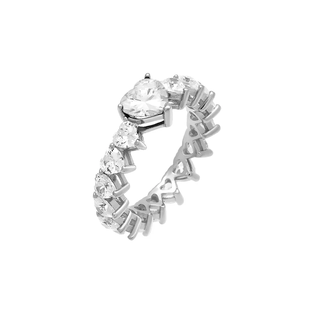 Multi CZ Heart Ring