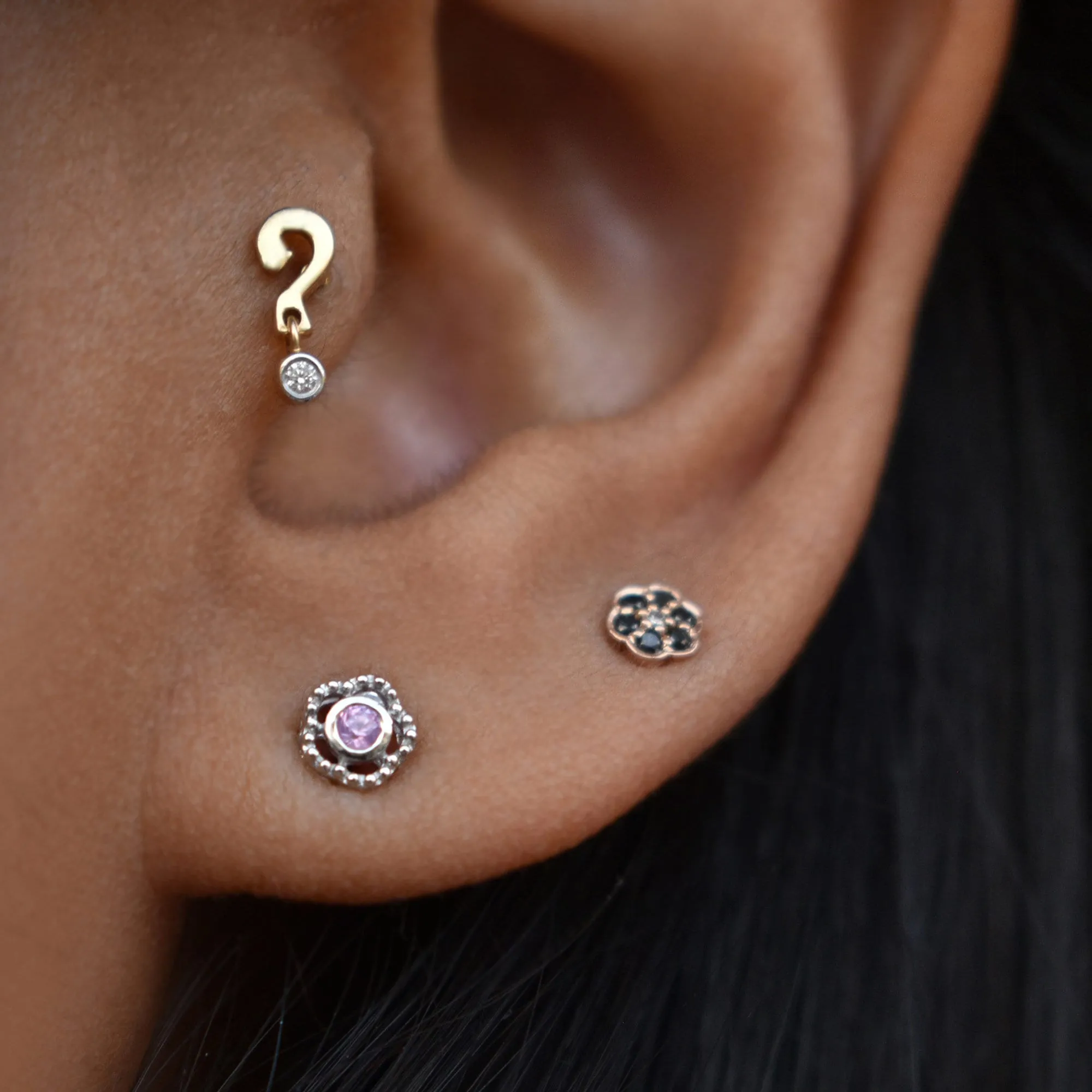 Natural Pink Sapphire Floral Stud