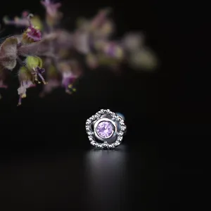 Natural Pink Sapphire Floral Stud