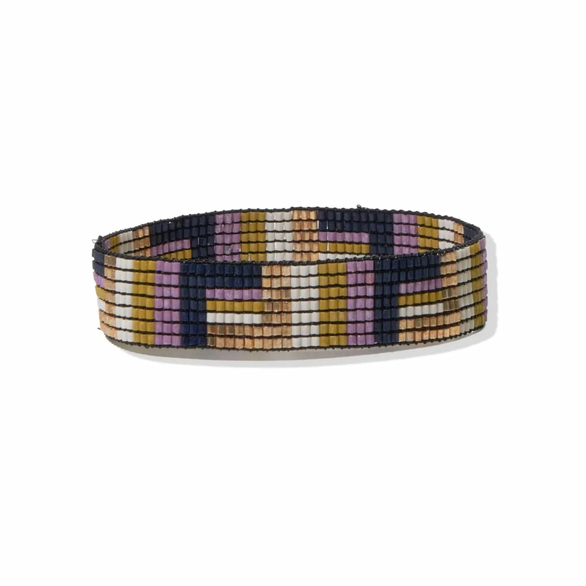 Navy Geometric Stripe Small Luxe Stretch Bracelet