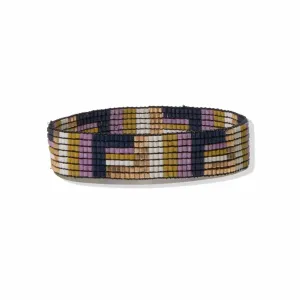 Navy Geometric Stripe Small Luxe Stretch Bracelet