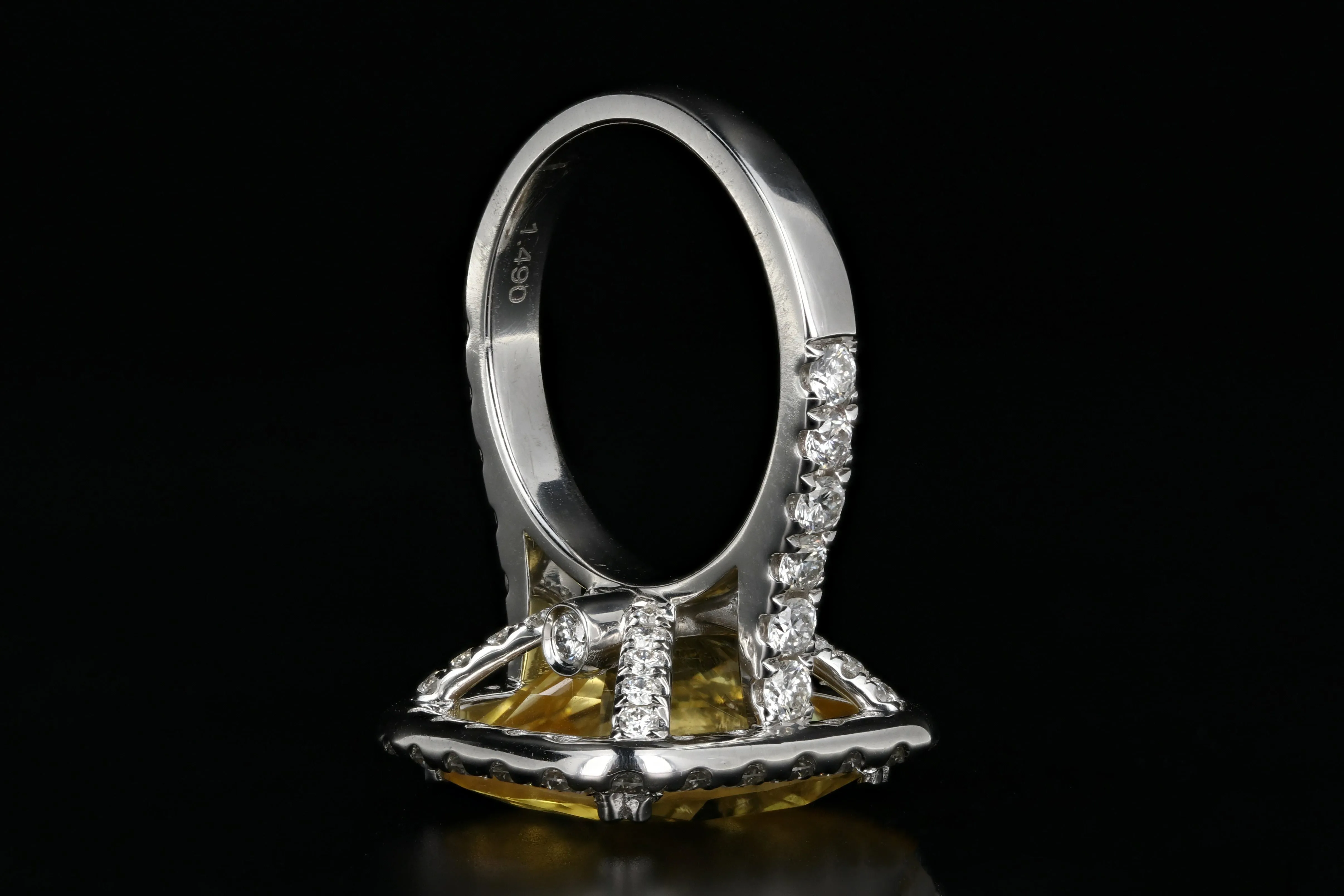 New 14K White Gold 10.83 Carat Natural Yellow Sapphire & Diamond Ring AGL Certified