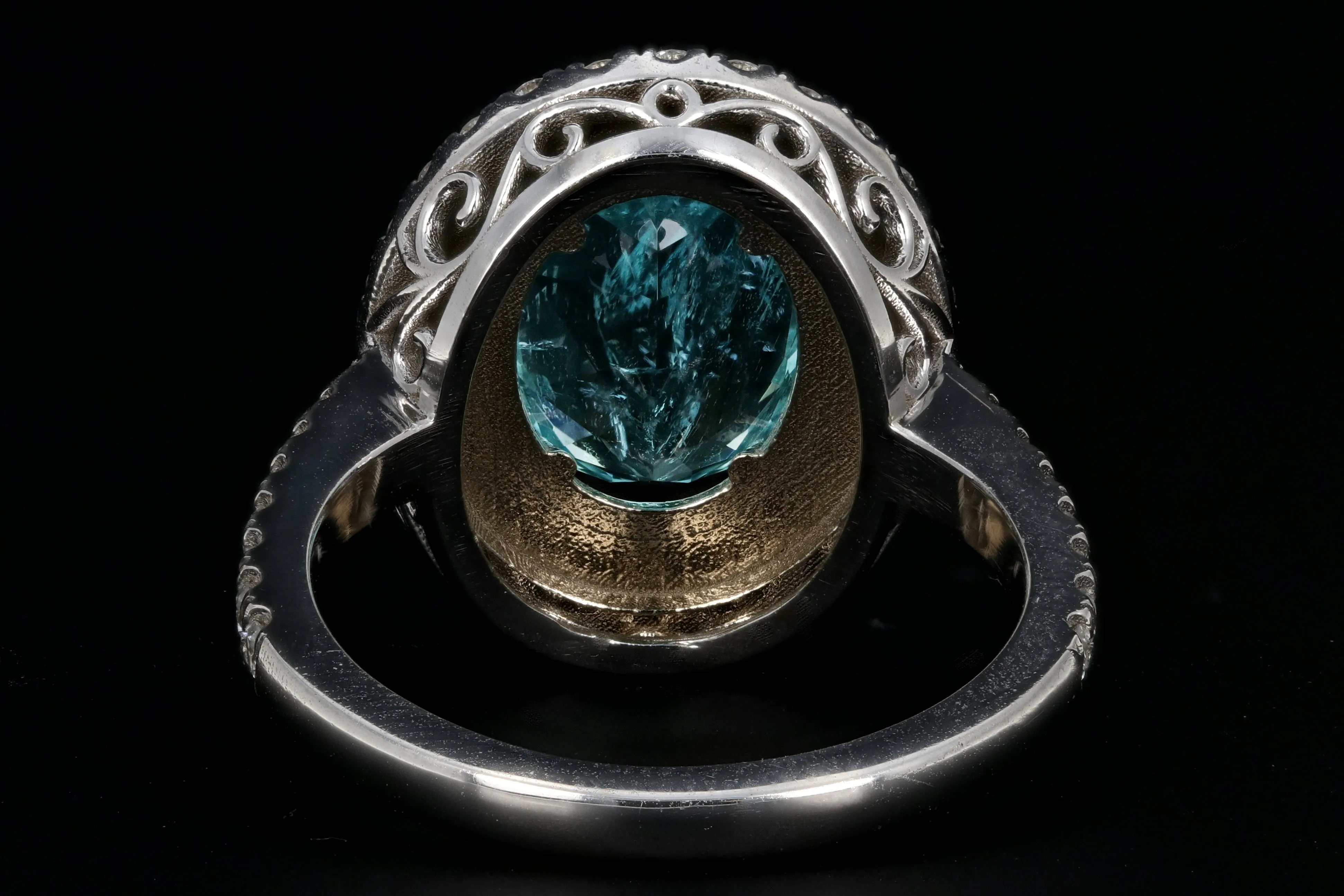 New 18K White Gold 3.29 Carat Paraiba-Type Tourmaline & Diamond Halo Ring AGL Certified