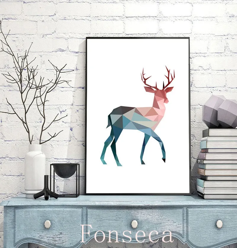 Nordic Pink and Blue Geometric Animals