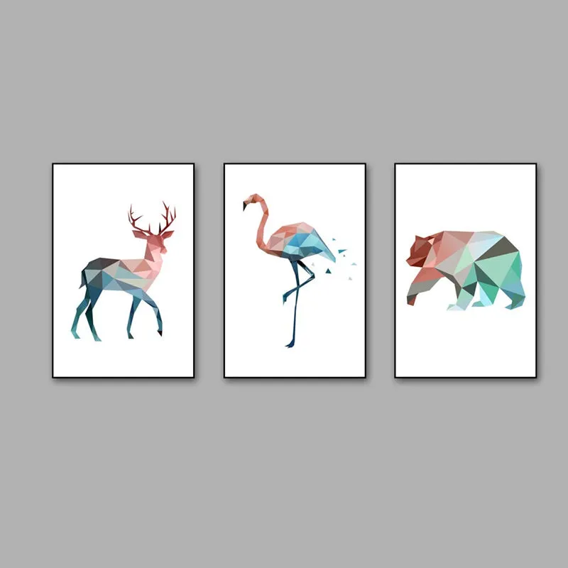 Nordic Pink and Blue Geometric Animals