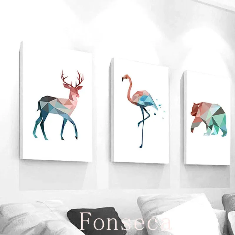Nordic Pink and Blue Geometric Animals