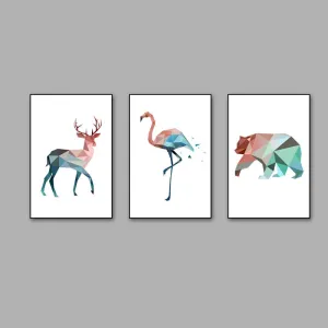 Nordic Pink and Blue Geometric Animals