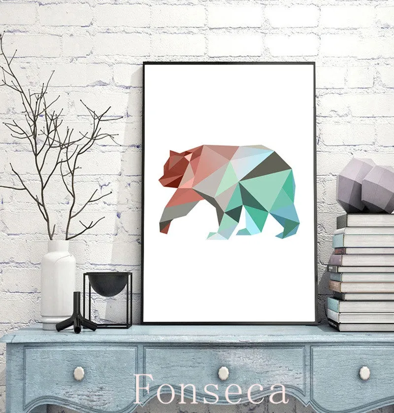 Nordic Pink and Blue Geometric Animals